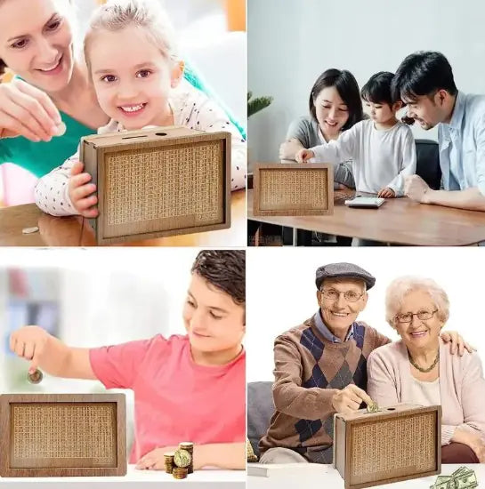 Wood money box saver
